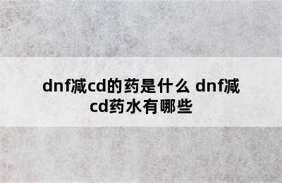 dnf减cd的药是什么 dnf减cd药水有哪些